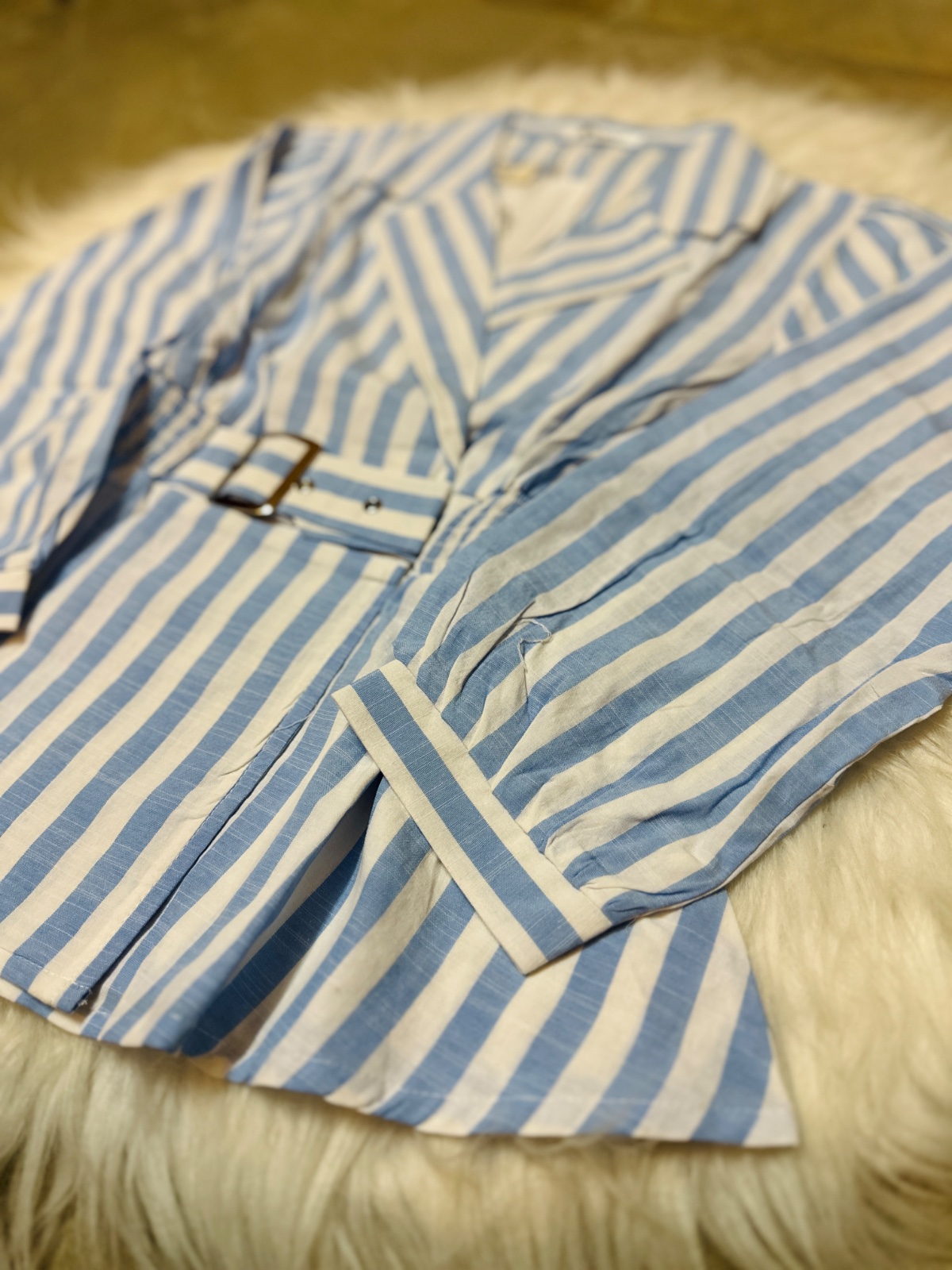 Blue strip Coat neck Top