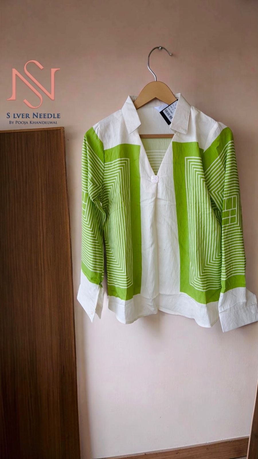 Hot sale Green geometric print shirt
