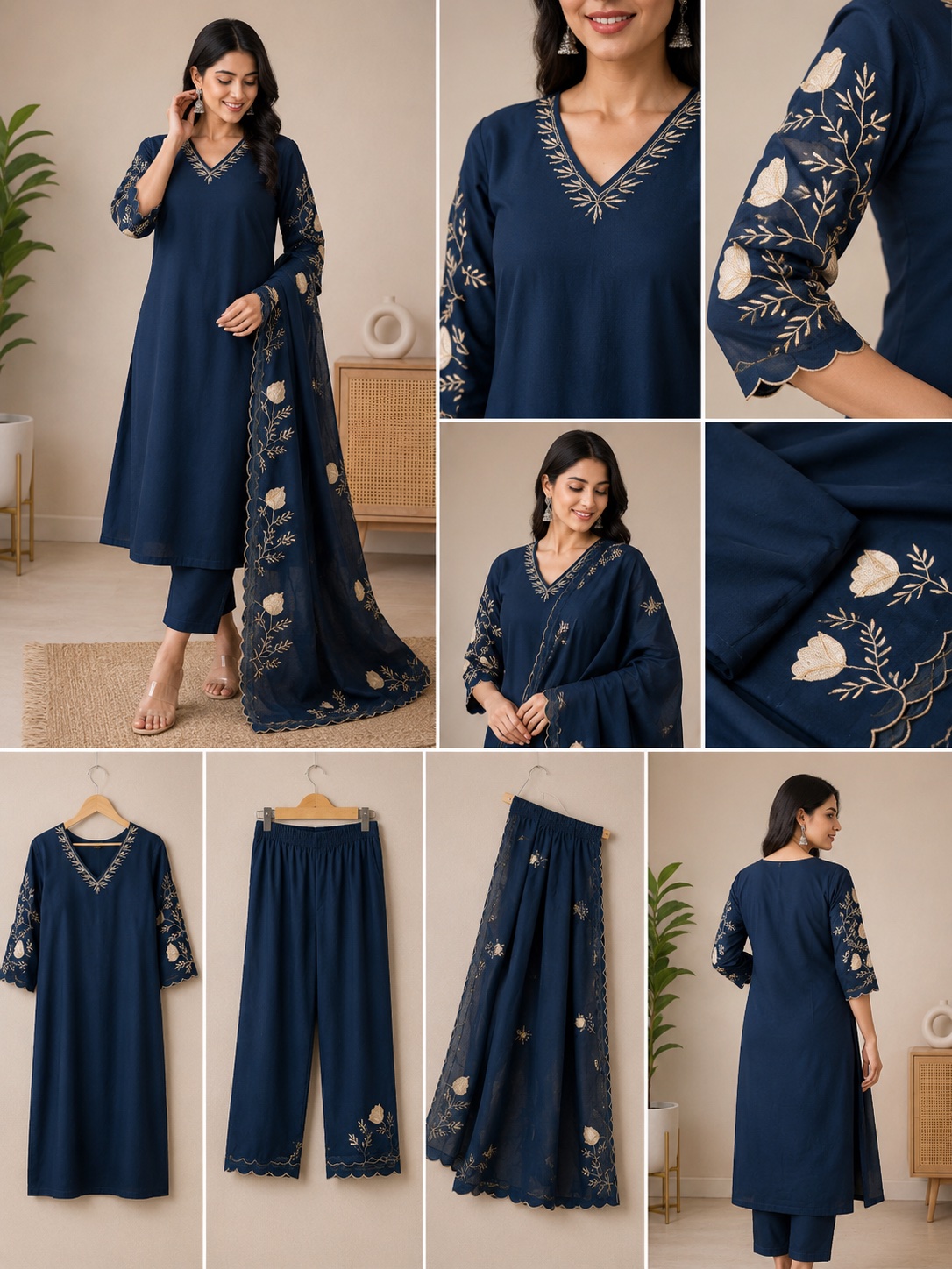 Bell sleeve crape suite view 3
