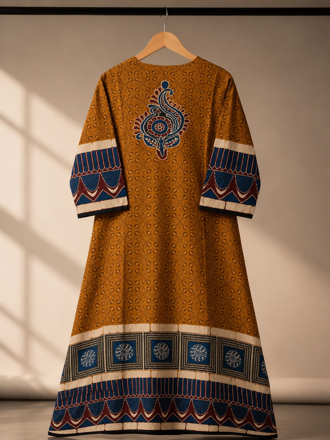 Ajrakh printed Cape Suite view 3