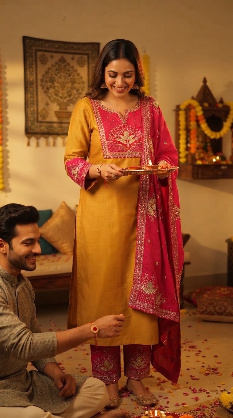 Festive wear raw silk suite
