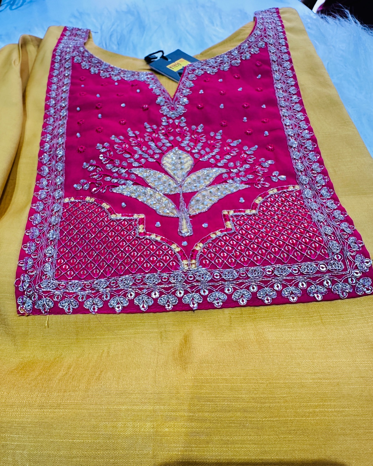 Festive wear raw silk suite view 3