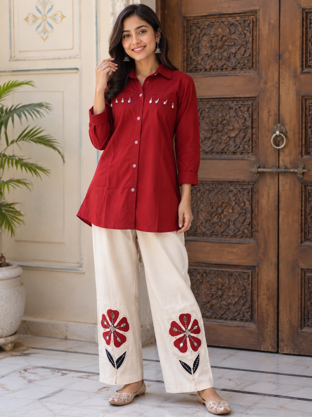 Shell shirt with crosia pant best seller