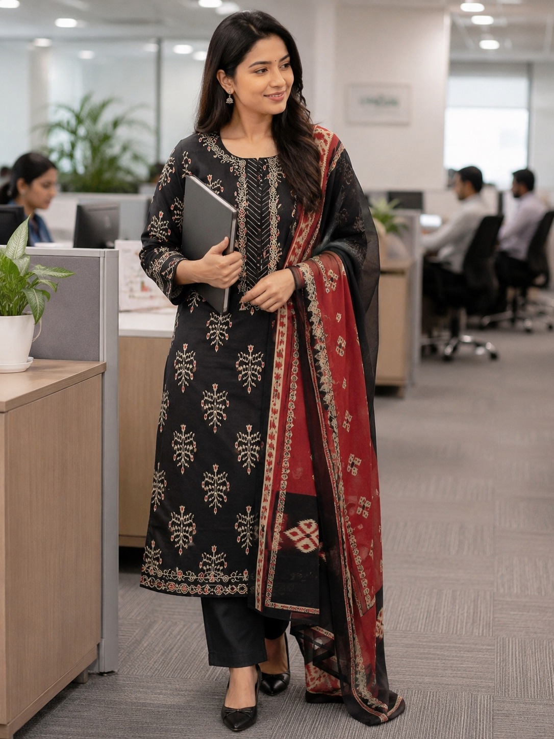 Block Katha print cotton suite